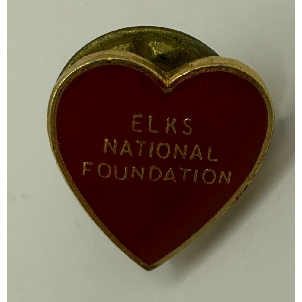 Elks National Foundation Heart Gold‎ Tone Vintage Lapel Pin